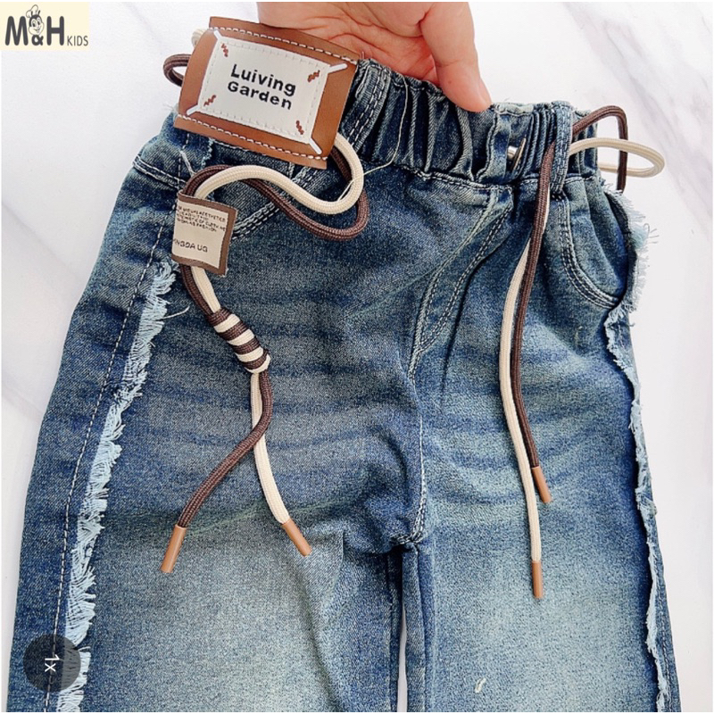 Quần jean bò dài ống suông vải bò mềm chính phẩm cho bé gái