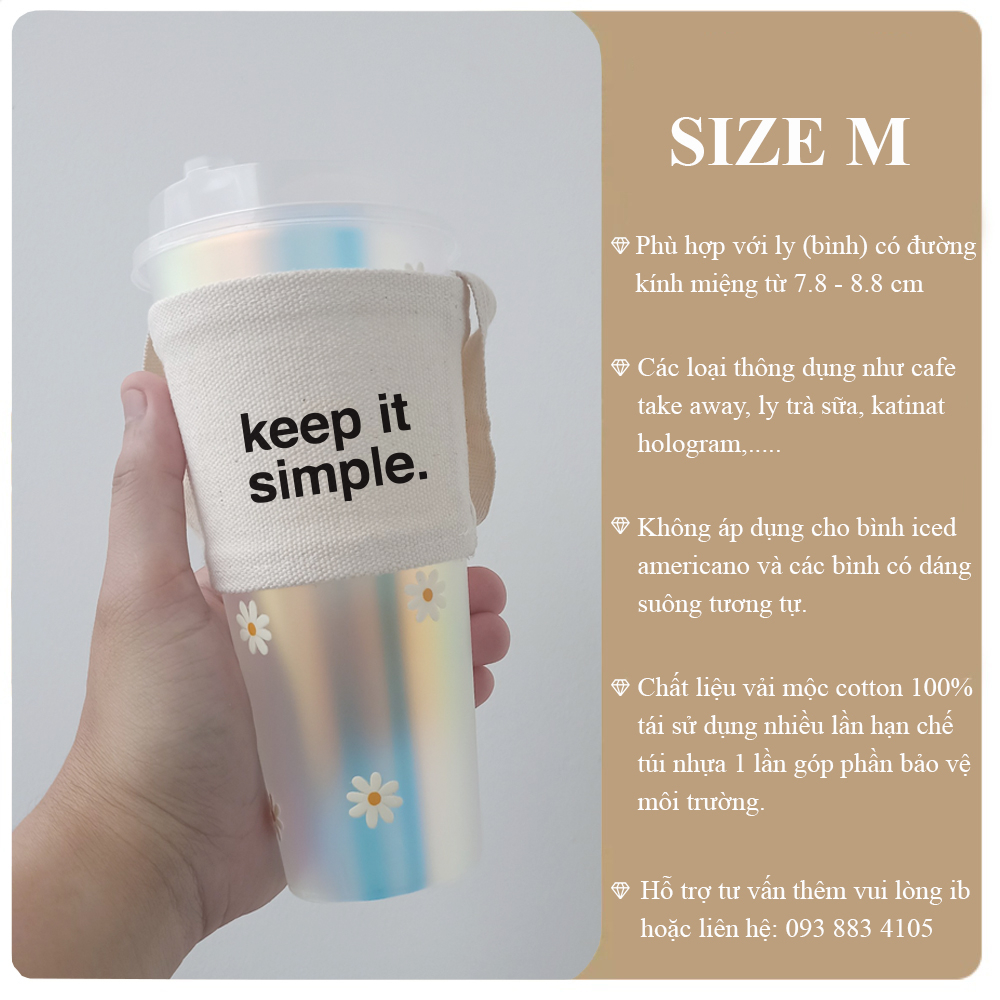 Túi treo ly cốc  canvas in hình hot trend Tiệm Nhà Pony PZ01