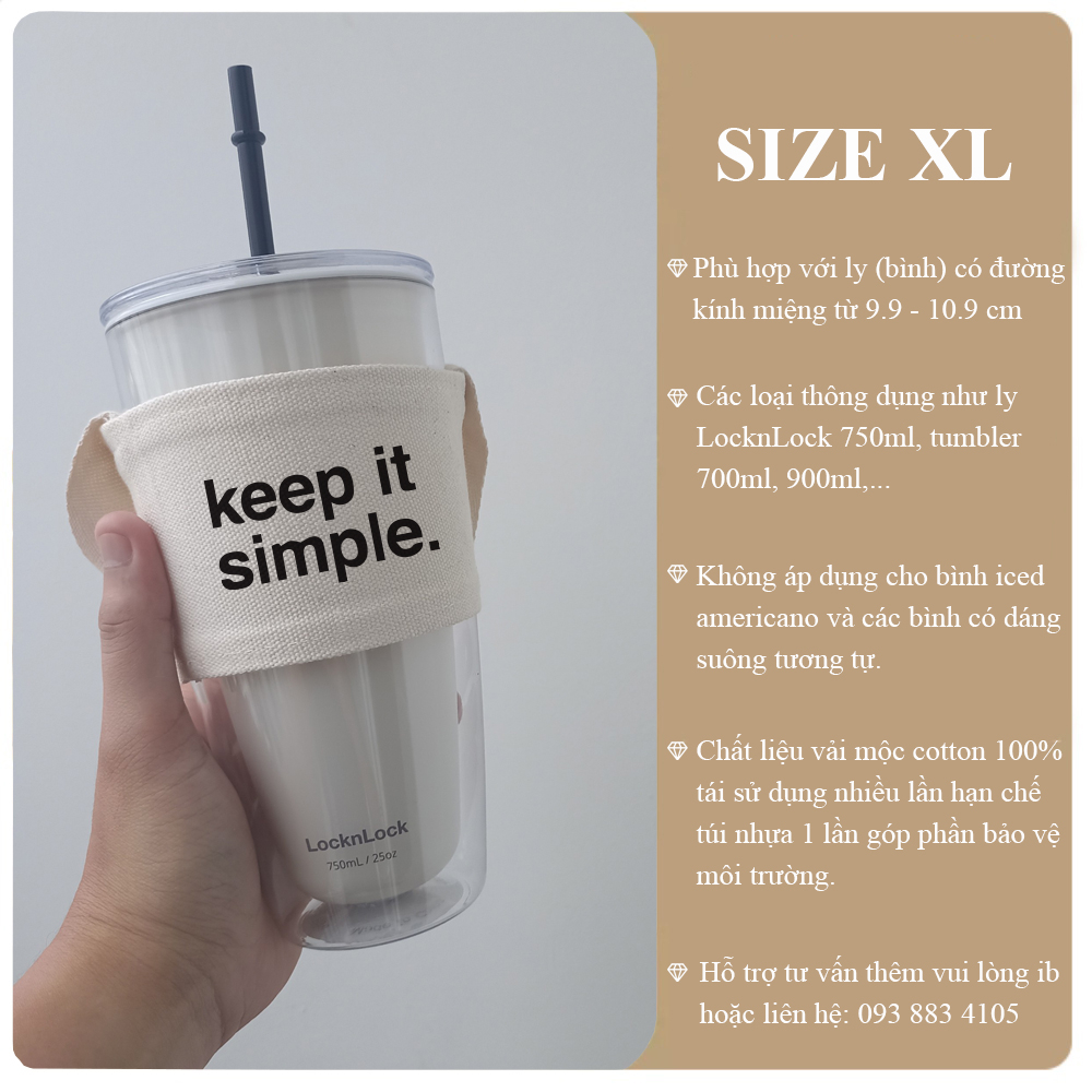 Túi treo ly cốc  canvas in hình hot trend Tiệm Nhà Pony PZ01