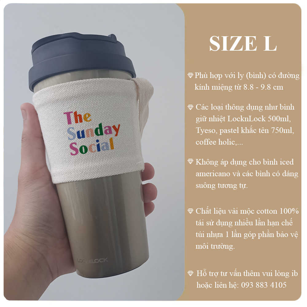 Túi treo ly cốc  canvas in hình hot trend Tiệm Nhà Pony PZ01