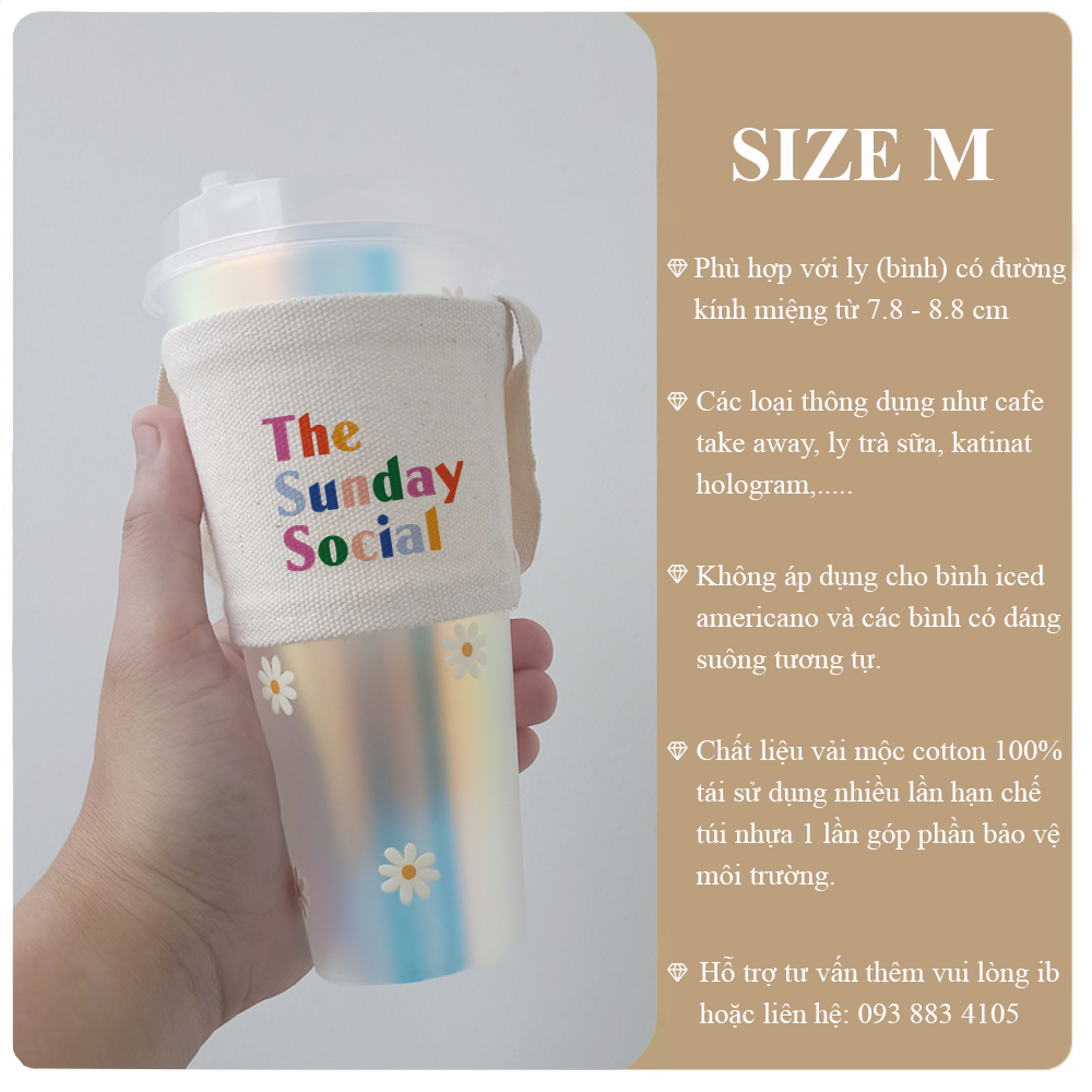 Túi treo ly cốc  canvas in hình hot trend Tiệm Nhà Pony PZ01