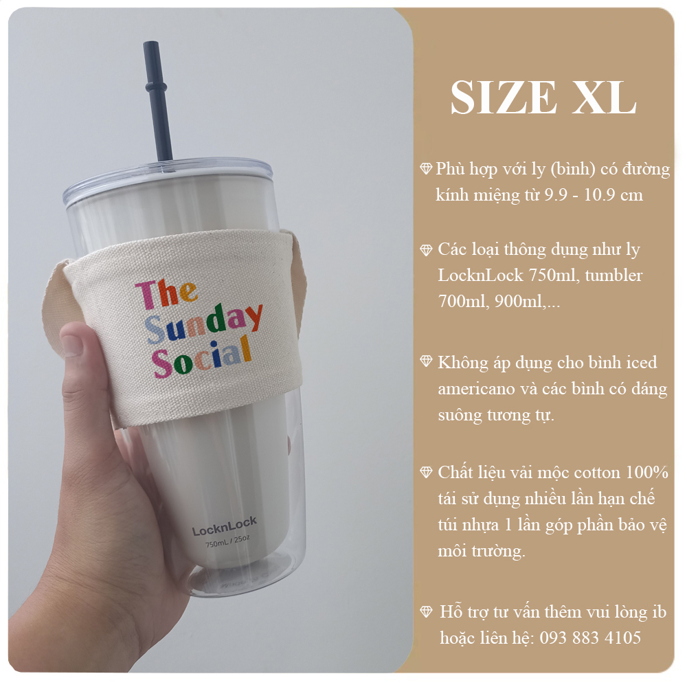 Túi treo ly cốc  canvas in hình hot trend Tiệm Nhà Pony PZ01