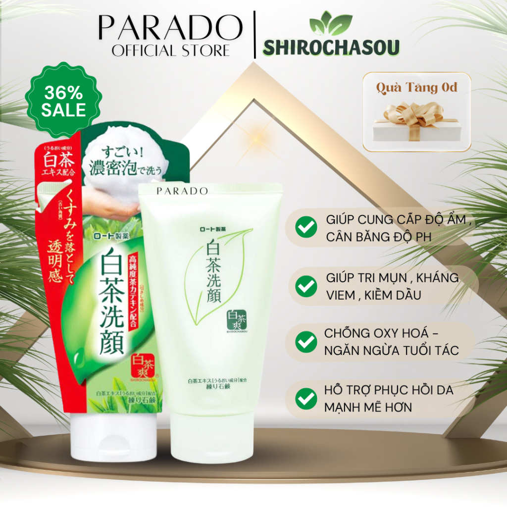 Sữa Rửa Mặt Trà Xanh Rohto Shirochasou Green Tea Foam Nhật Bản - 120g