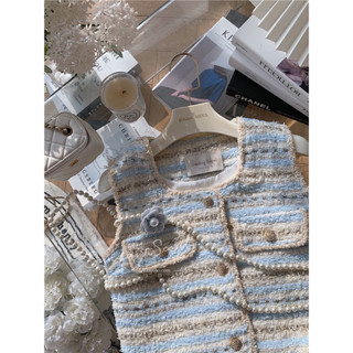  Áo Vest Không Tay Dạ Tweet Phối kim Tuyến Dáng Ngắn Siêu Xinh 