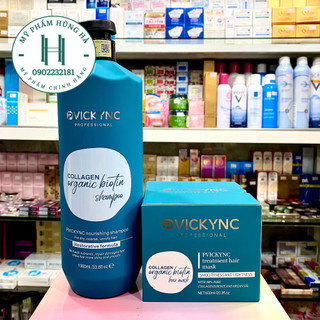Combo dầu gội pvickync 1000ml và ủ tóc pvickync 600ml collagen organic biotin, kiểm soát lượng dầu, suôn mượt tóc