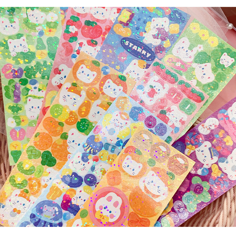 Zanmo set 10 tấm hình dán sticker động vật kim tuyến decor toploader