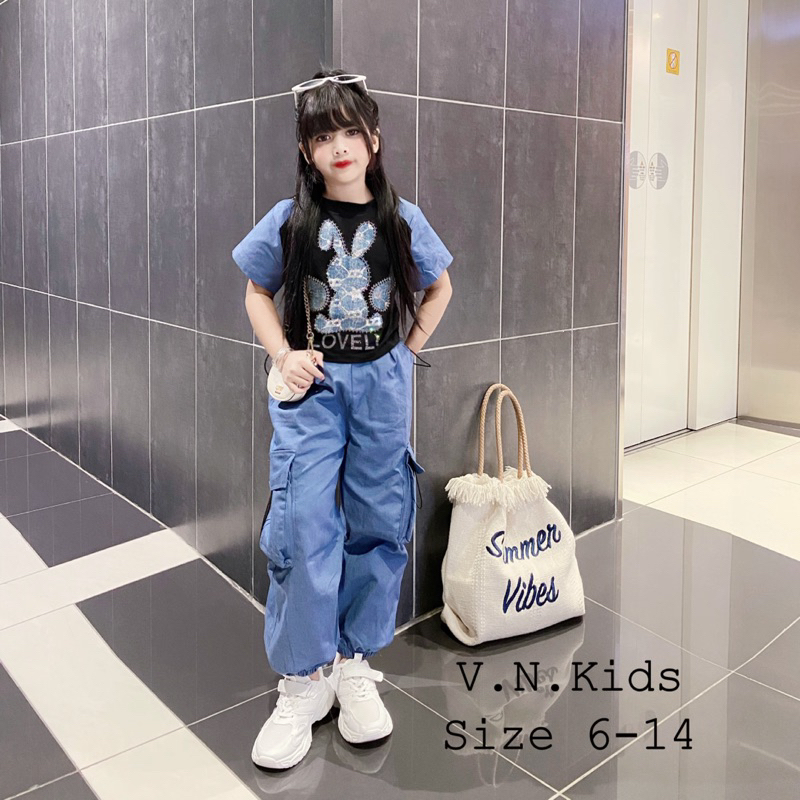 Bộ đính đá Gấu,Thỏ + quần Jean bom cho Bé size đại 17kg-42kg