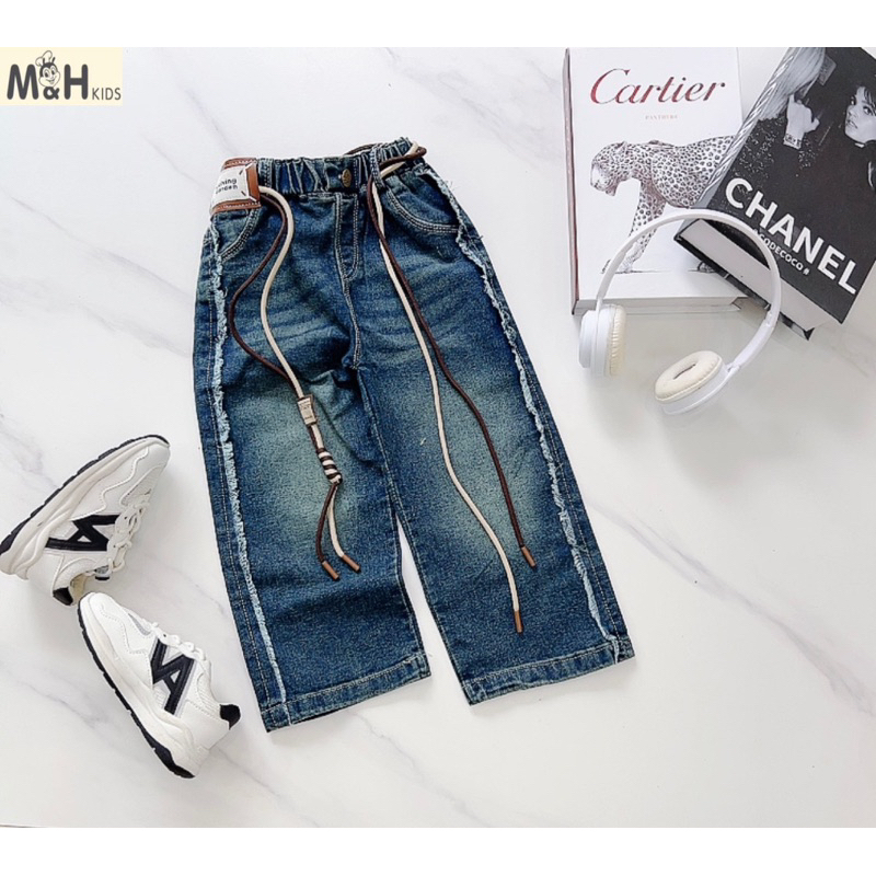 Quần jean bò dài ống suông vải bò mềm chính phẩm cho bé gái