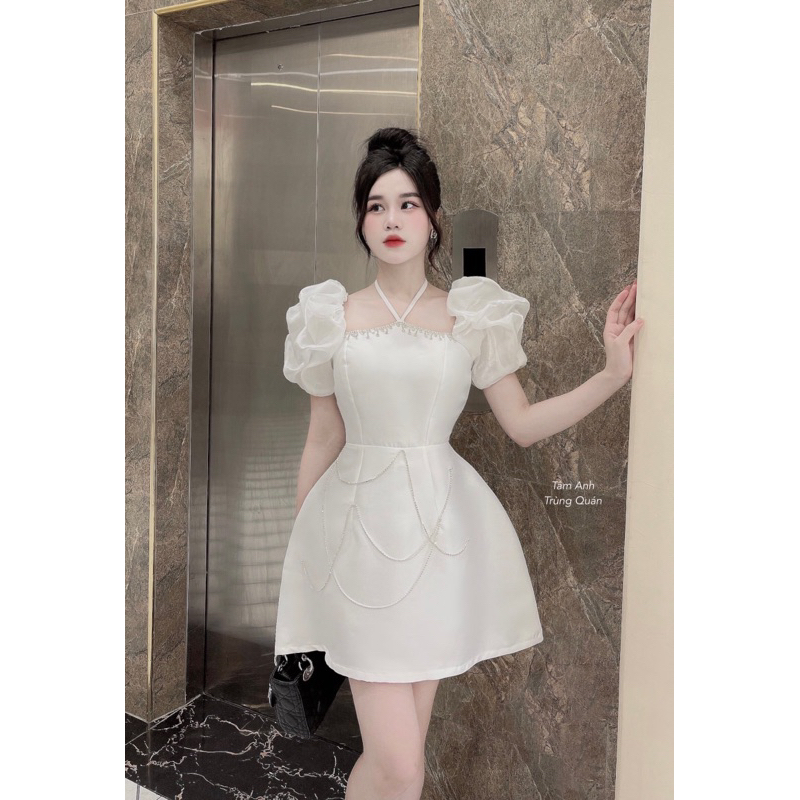Váy thiết kế đính đá dáng A