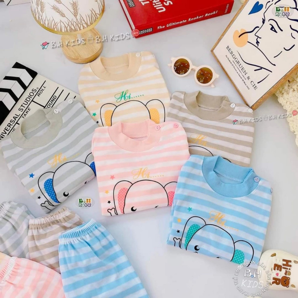 Đồ bộ dài tay cho bé trai và bé gái chất cotton nỉ từ sơ sinh đến 15kg - JKIDS