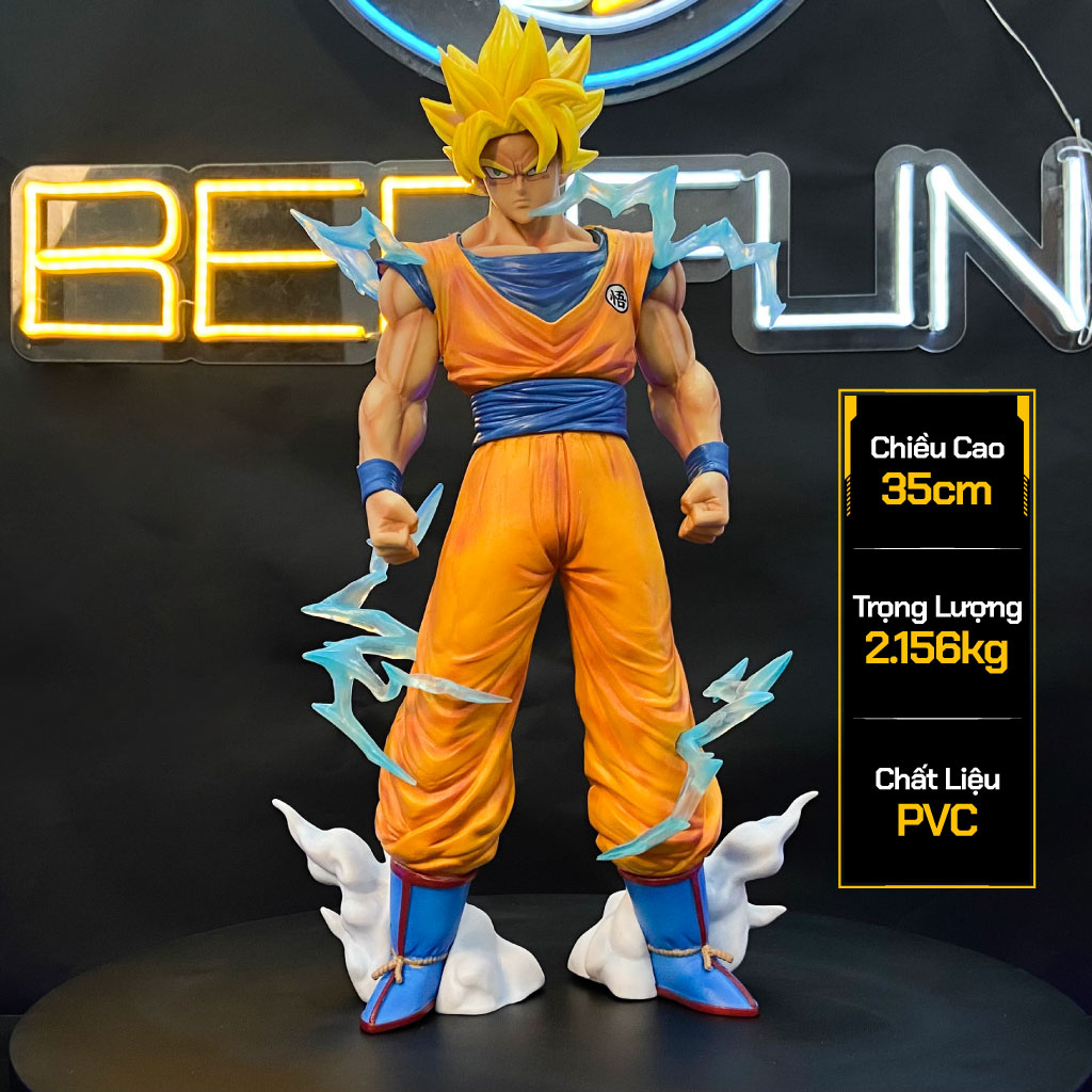 Mô hình Songoku, Siêu Saiyan cấp 3, 2 phiên bản trong Dragon ball, chiều cao 35cm, BeeFun official