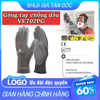 Găng Tay Phủ PU Deltaplus VE702PG chống dầu, chống cắt, ứng dụng xây dựng, làm vườn,…