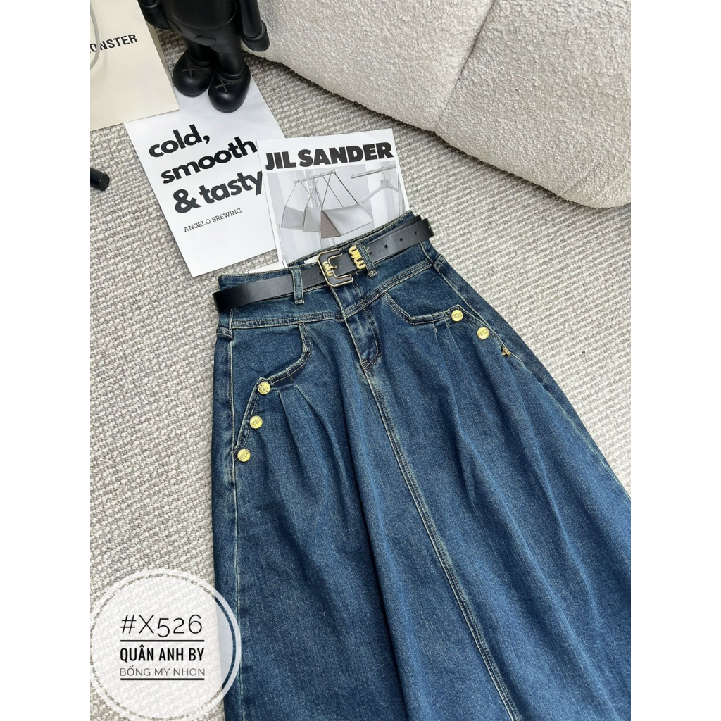 Chân váy jeans xòe dáng dài xinh