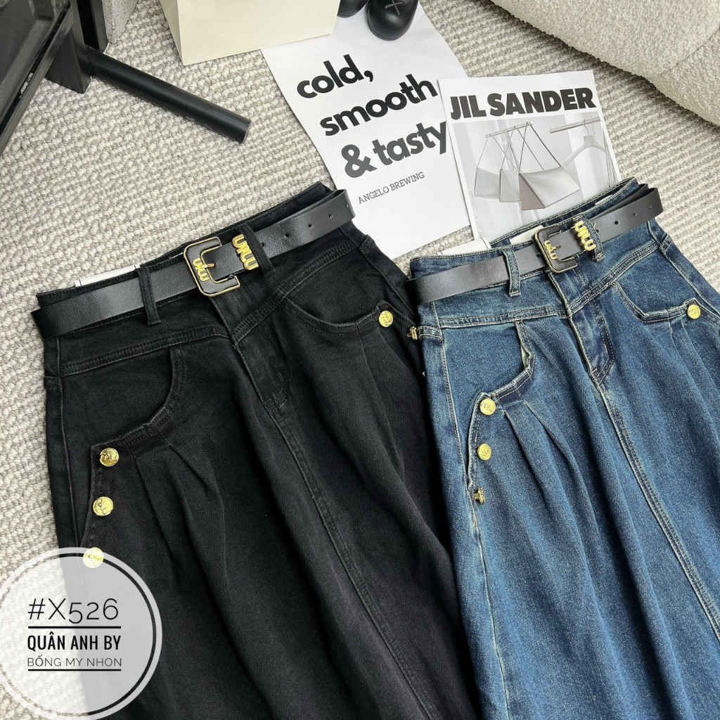 Chân váy jeans xòe dáng dài xinh