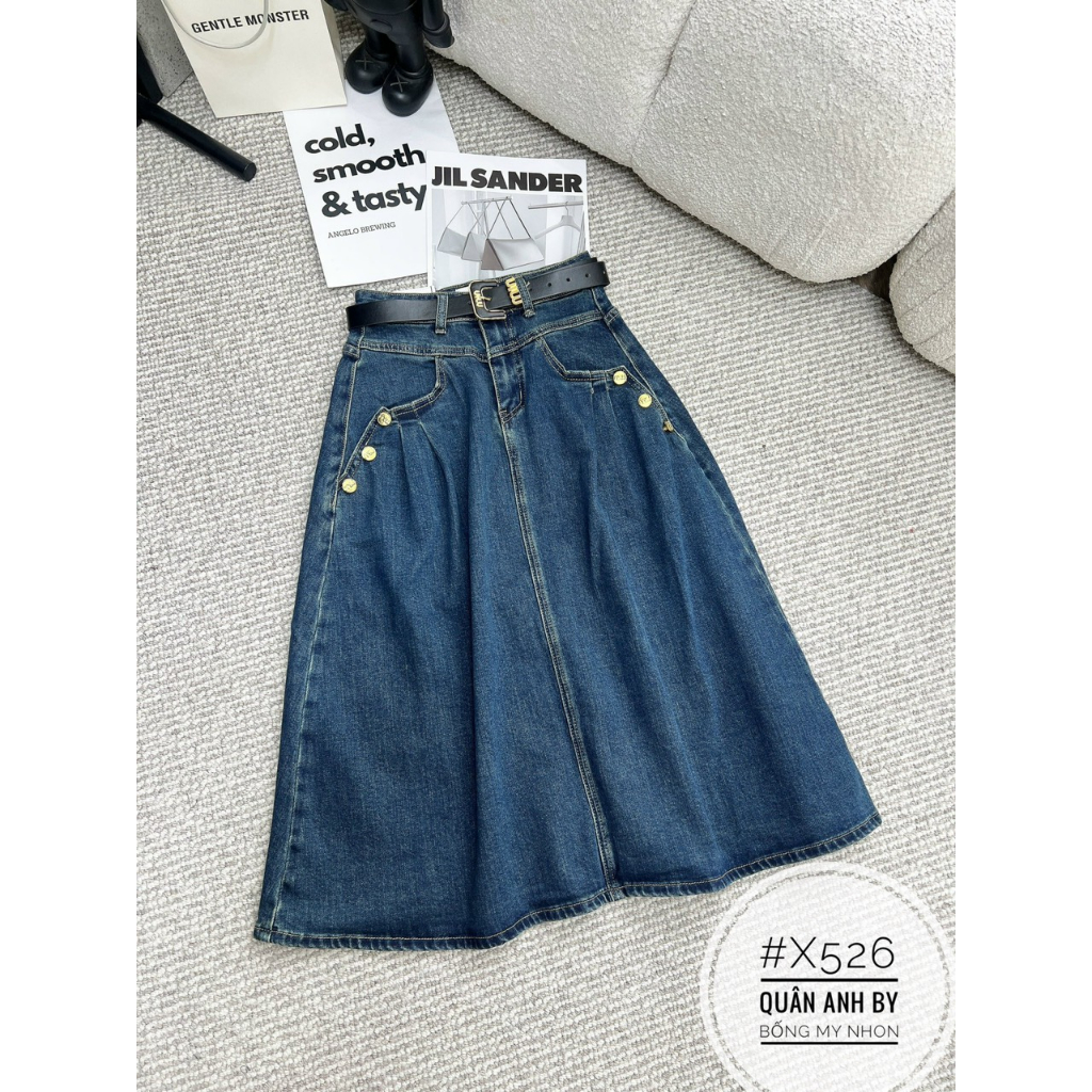 Chân váy jeans xòe dáng dài xinh