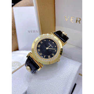 Đồng Hồ Nữ Versace Greca Mặt Tròn Siz 36mm  Kính Sapphiare Cực Hót Máy Thuỵ Quartz (Pin) Dây Da