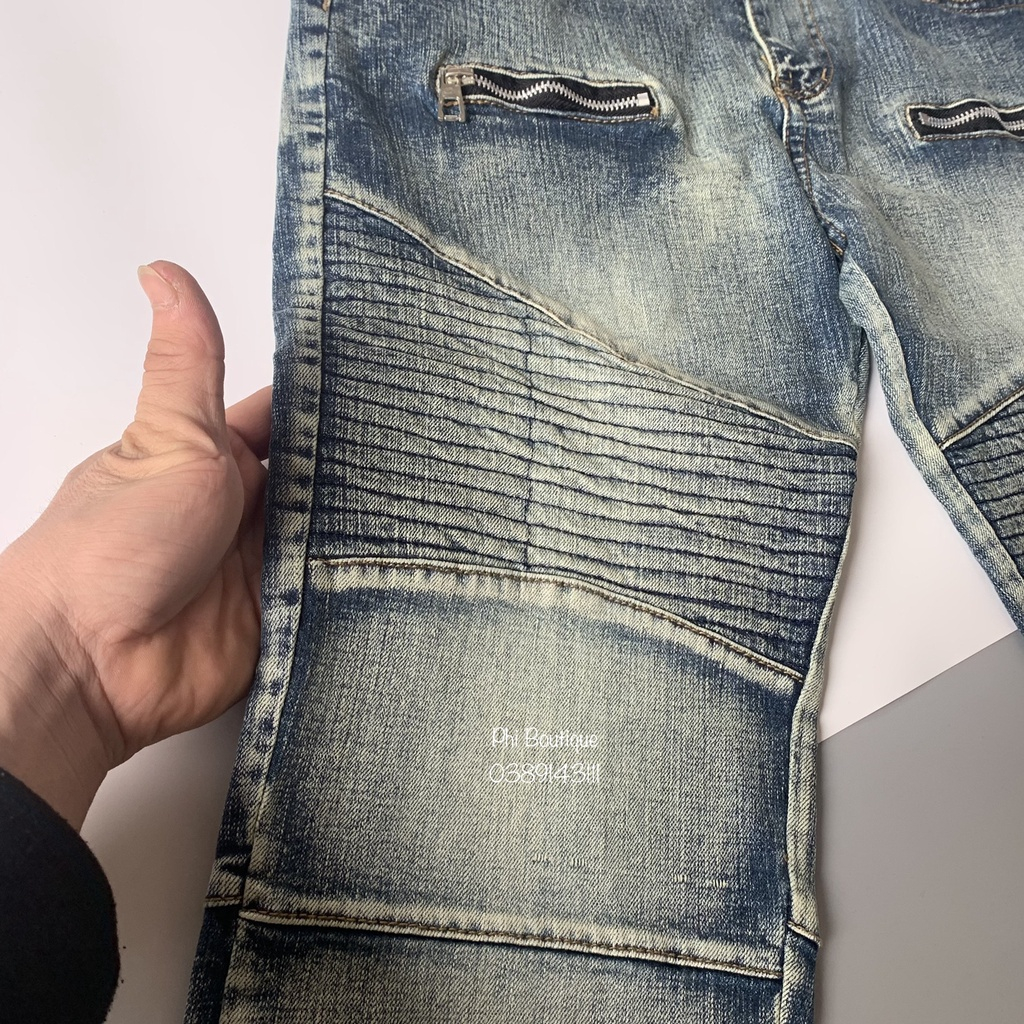 Túi Đeo Vai In Hoa Dễ Phối Đồ Thời Quần Jean BATMAN Xanh Bụi Phối Đùi Vải Nhăn Khoá Zip Quần Bò Nam Đùi Nhăn Phối Khóa