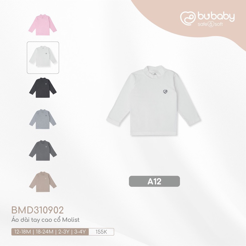 Áo giữ nhiệt Bu Molist dài tay cao cổ cho bé trai bé gái