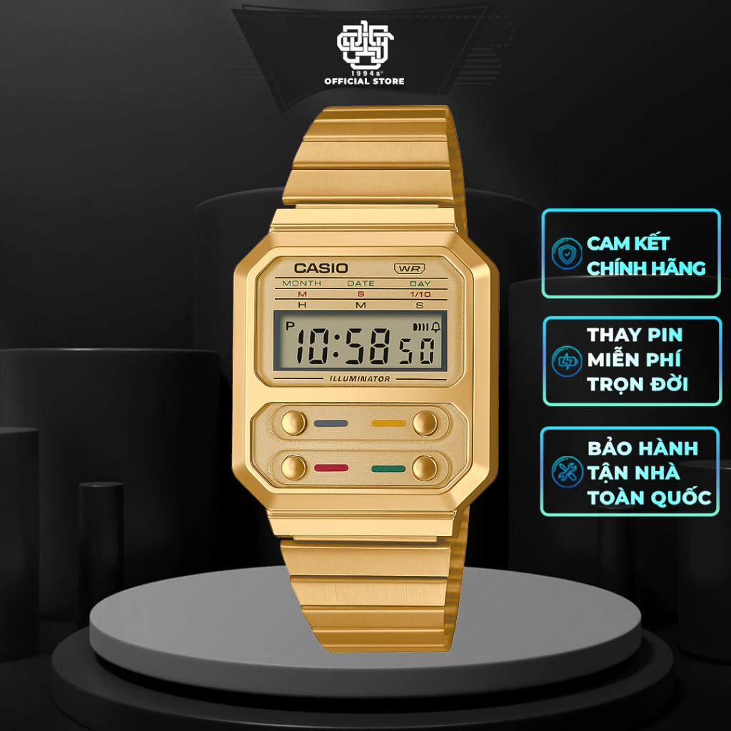 Đồng hồ Nam/Nữ CASIO A100WEG-9A Hàng chính hãng