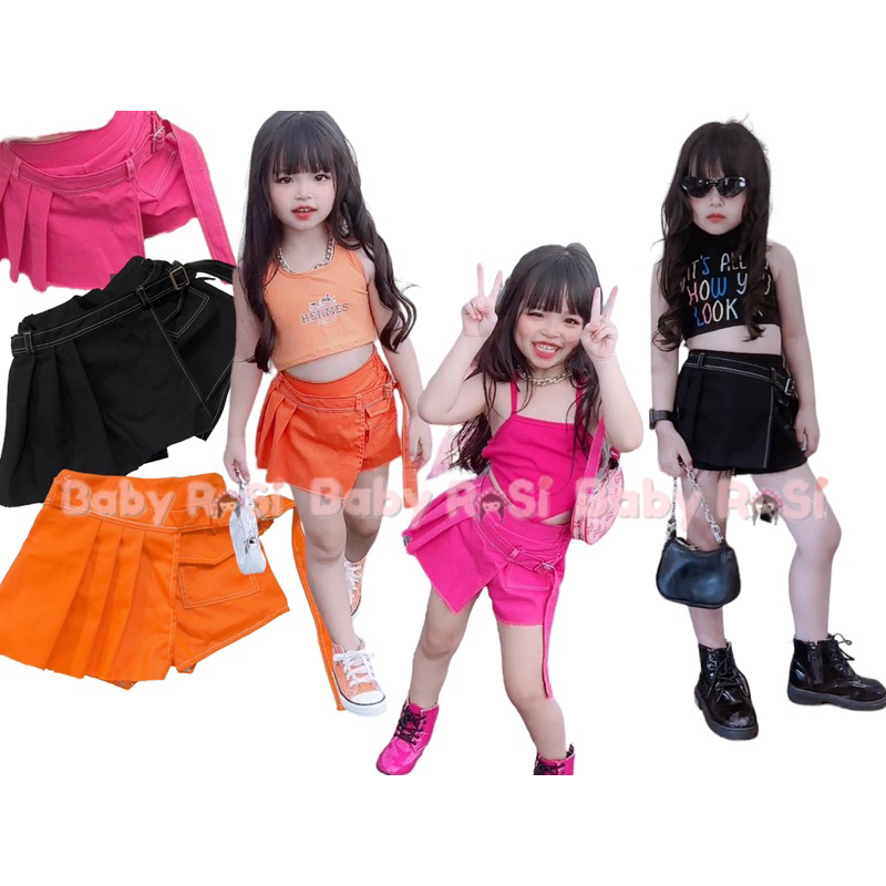 Quần váy vạc chéo xếp ly cho bé