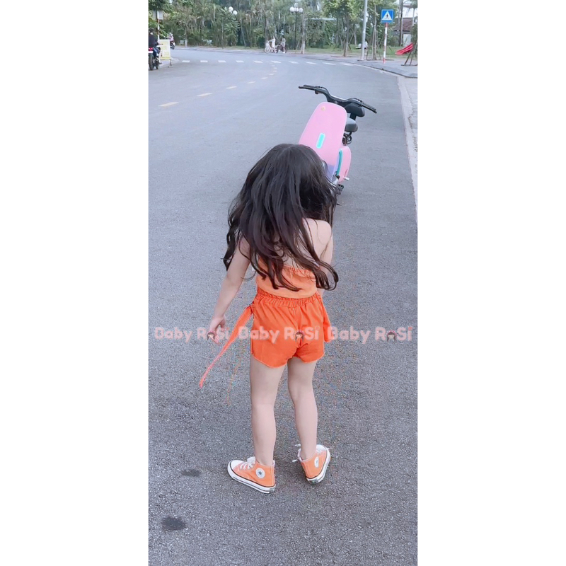 Quần váy vạc chéo xếp ly cho bé