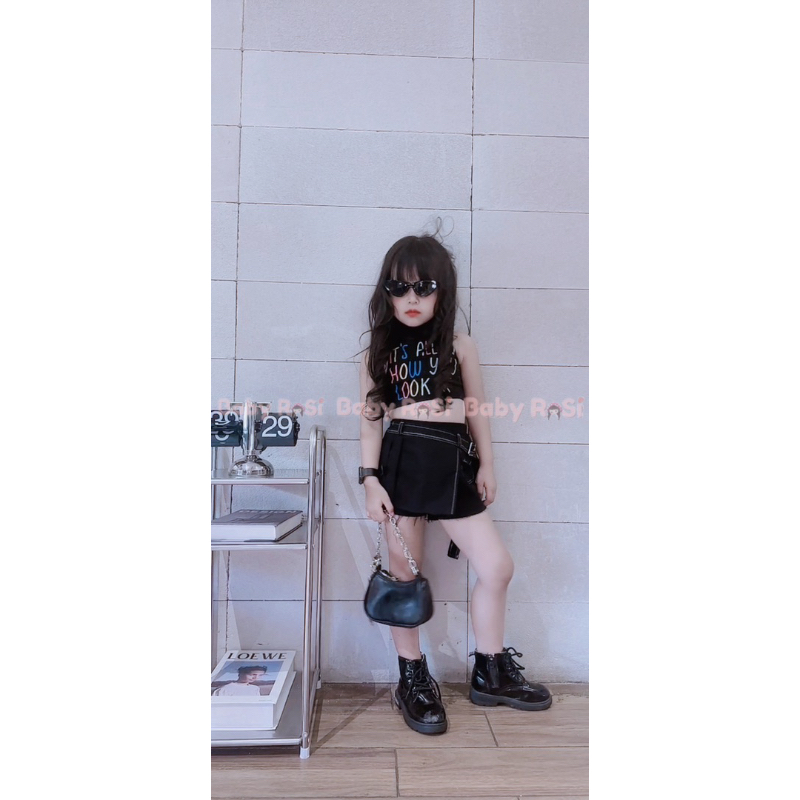 Quần váy vạc chéo xếp ly cho bé