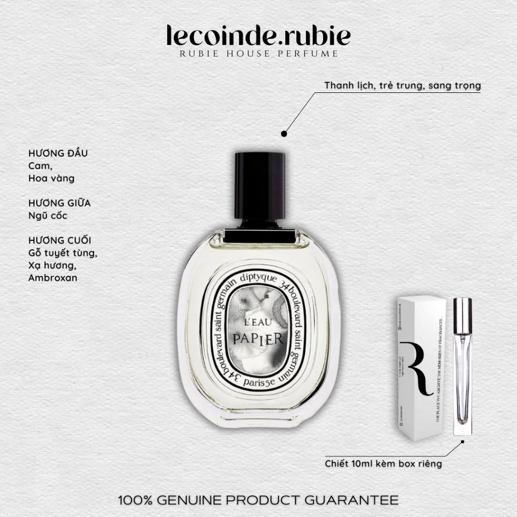 L’EAU PAPIER • Eau de Toilette - 10ML Nước Hoa Chính Hãng