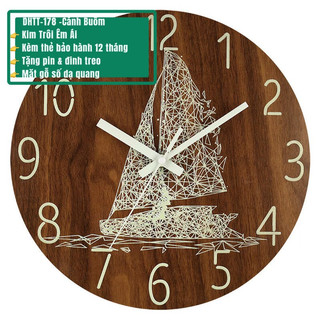Đồng hồ dạ quang treo tường kim trôi 30cm - bh 12 tháng tại mii decor - dhtt