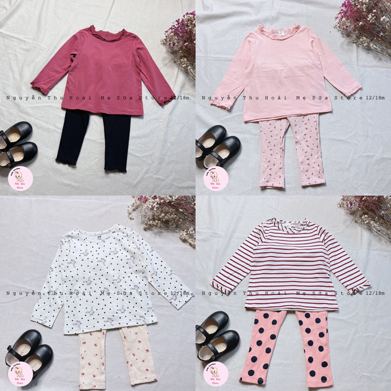 Áo thun cotton HM dài tay, Áo thu đông hiệu HM dư xịn cho bé