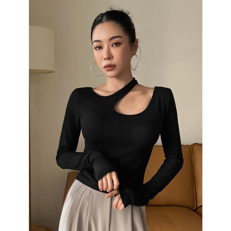 Áo thun ôm body tay dài JUNE.SG áo tay dài ôm body nữ áo kiểu tay dài nữ D048