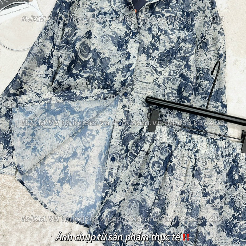Set sơmi quần đùi hoạ tiết LV