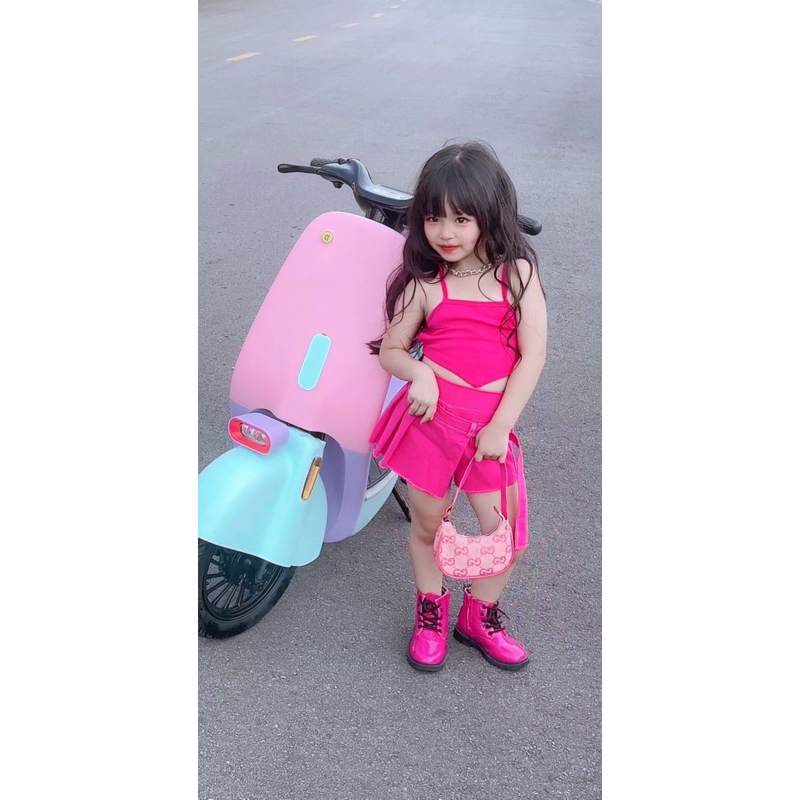 Quần váy vạc chéo xếp ly cho bé