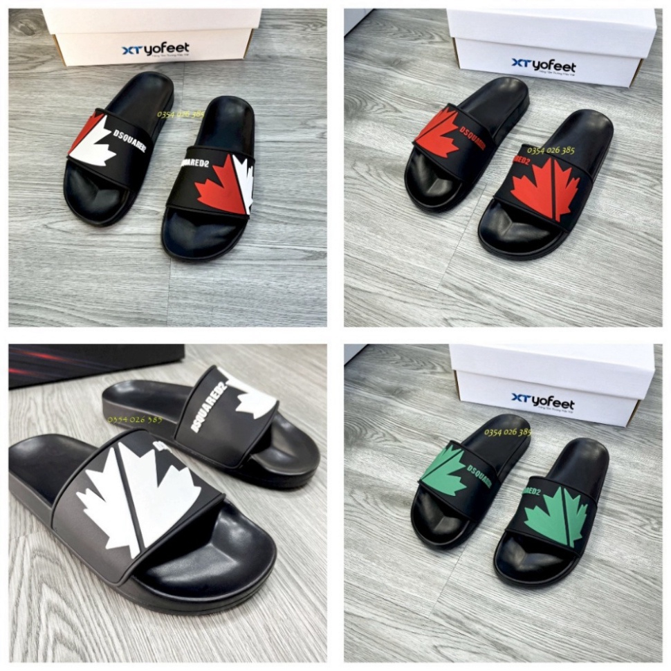 Dép Nam Quai Ngang Unisex DSQ 2 bản mới nhất logo lá phong - tuandiep01.store