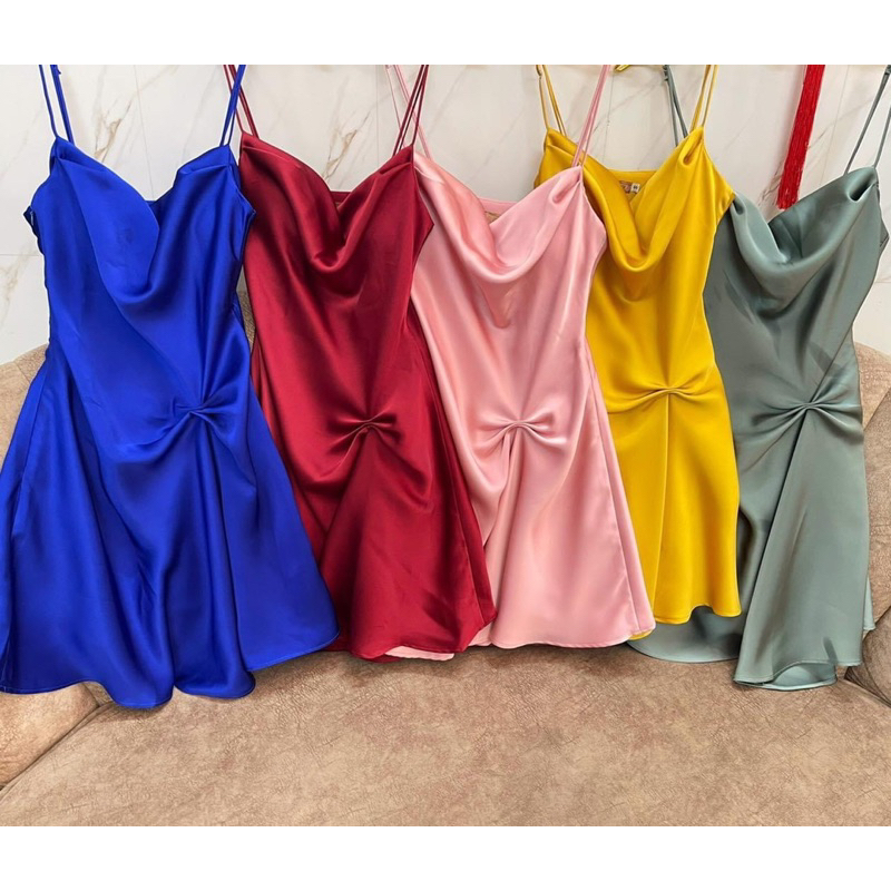 Pass new - đầm lụa dáng ngắn đơn giản lưng ngang nhún eo  ROMANY DRESSESINSILK M/L