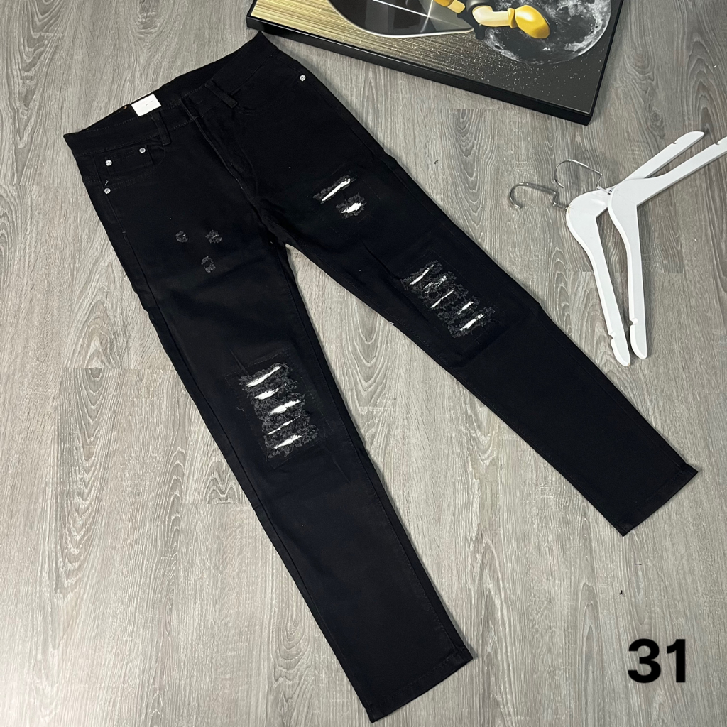 Quần jeans nam vá da boy phố thêu A.MIRI chất liệu bò co dãn 4 chiều form dáng skinny đẹp Q91A mẫu mới #4