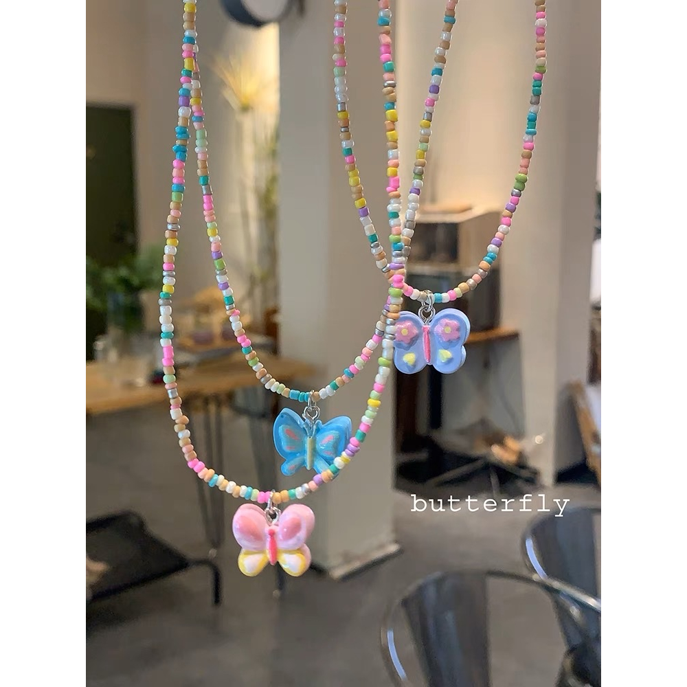 Vòng Cổ Hạt Cườm Nhiều Màu Mặt Butterfly - Vani Store - TS000969