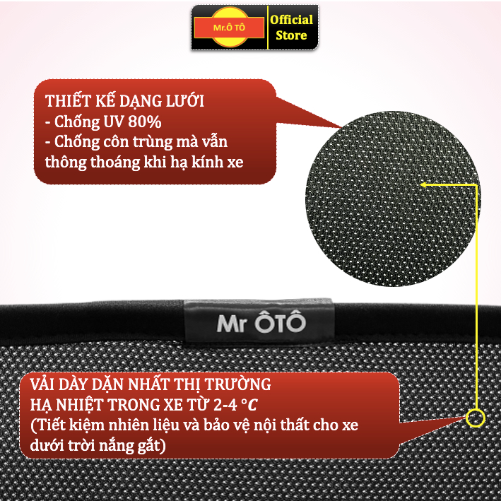 Rèm che nắng ô tô chống UV MR.OTO chính hãng loại 1 [tặng khăn lông cừu], bộ 4 miếng cho mọi loại xe