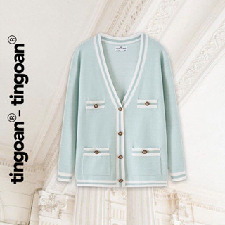 TINGOAN® - Áo khoác cardigan len xù mint viền trắng RAINBOW BABY CARDIGAN/MINT