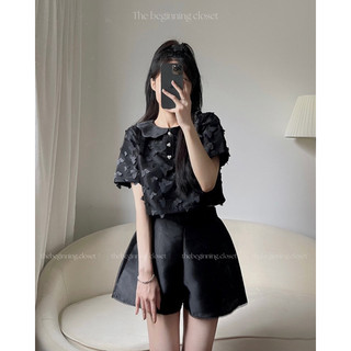 Lacy Set bộ áo cổ tròn phối quần tacta hàng thiết kế cao cấp
