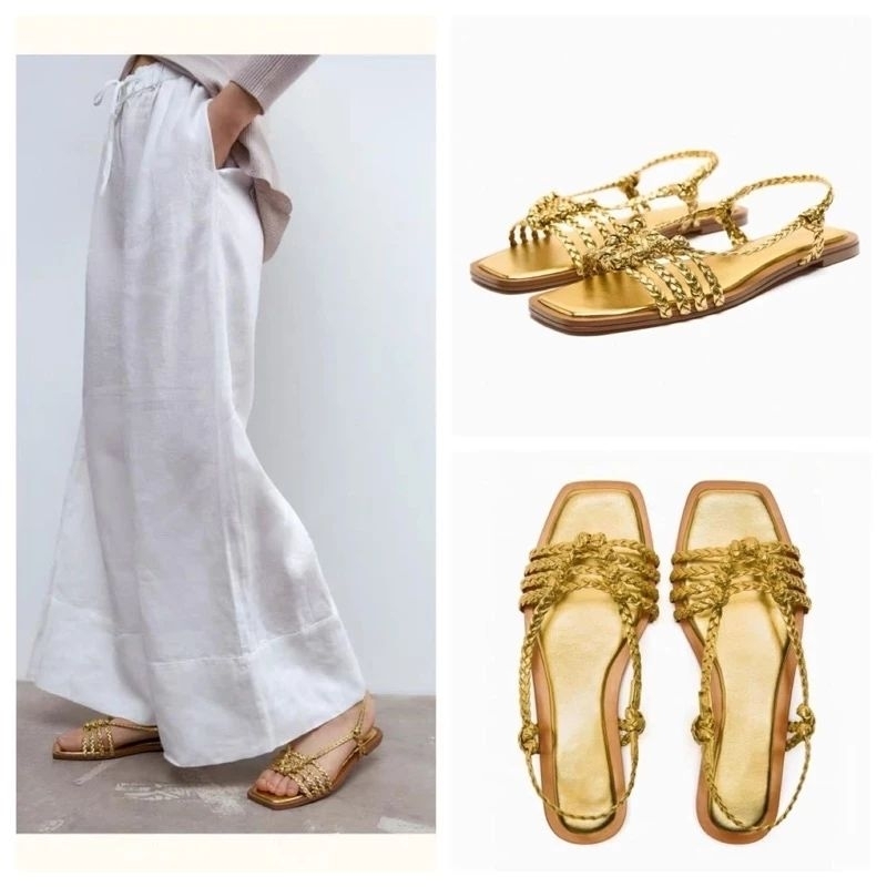 Dép sandal bệt Zara auth 100% màu vàng size 38