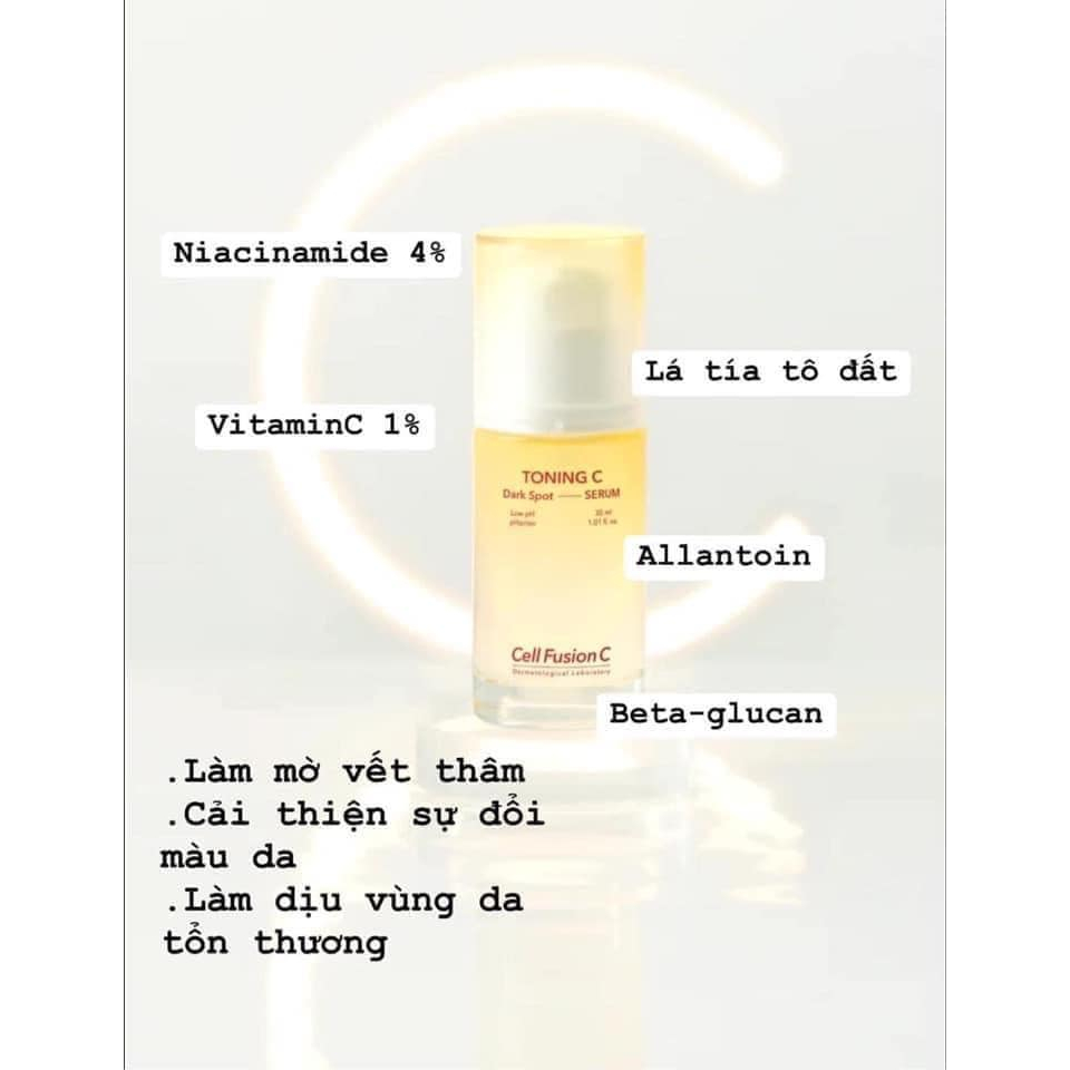 Tinh chất CELL FUSION C TONING C DARK SPOT SERUM dưỡng trắng mờ thâm nám 30ml SALE 70%