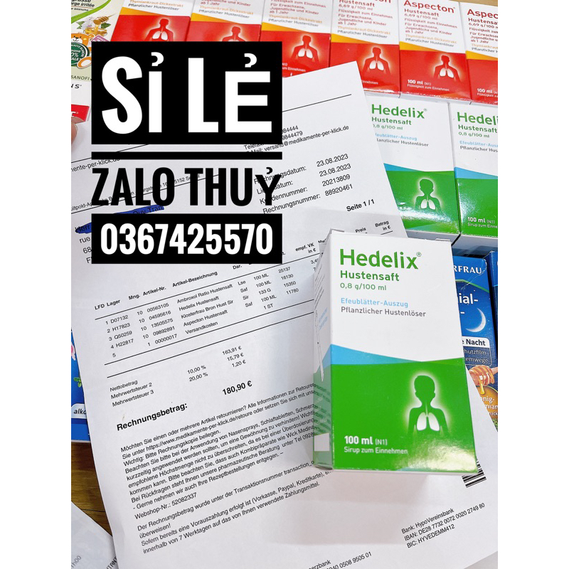Siro thảo dược Hedelix Ho đờm - Ho cảm lạnh - VPQ cho bé từ sơ sinh