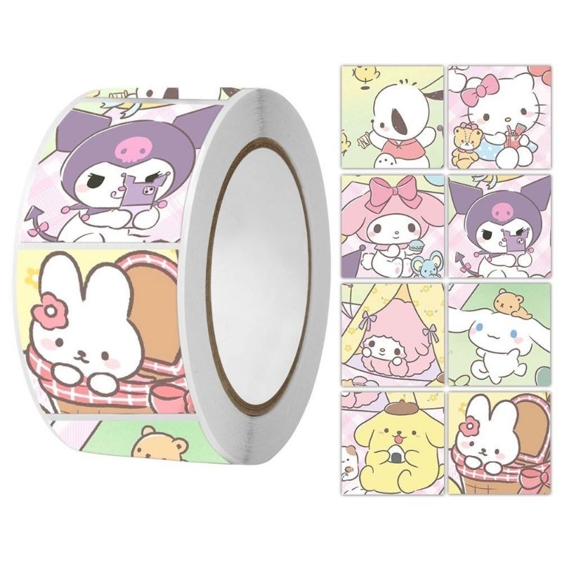 Cuộn 500 sticker sario gấu dâu nhân vâth hoạt hình