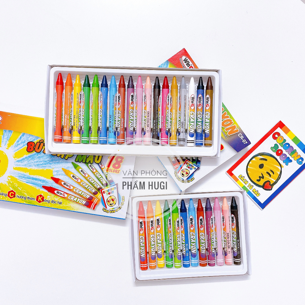 Hộp 12 - 18 cây bút sáp màu WinQ thơm màu đẹp sắc nét dành cho học sinh