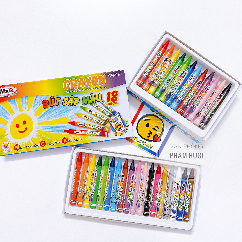 Hộp 12 - 18 cây bút sáp màu WinQ thơm màu đẹp sắc nét dành cho học sinh