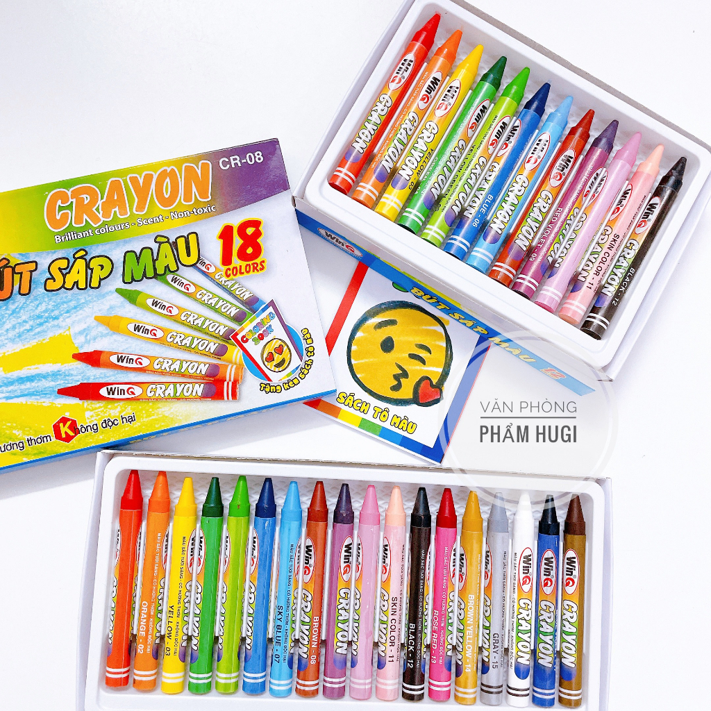 Hộp 12 - 18 cây bút sáp màu WinQ thơm màu đẹp sắc nét dành cho học sinh