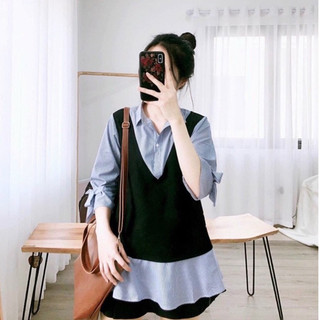 Áo Bầu Công Sở Sơmi Hàng Thiết Kế Đẹp, Nhẹ Nhàng Thanh Lịch Mềm Mát, Có Cúc Điều Chỉnh AH33