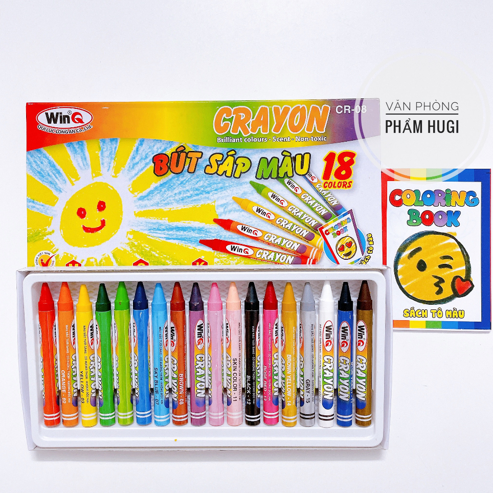 Hộp 12 - 18 cây bút sáp màu WinQ thơm màu đẹp sắc nét dành cho học sinh