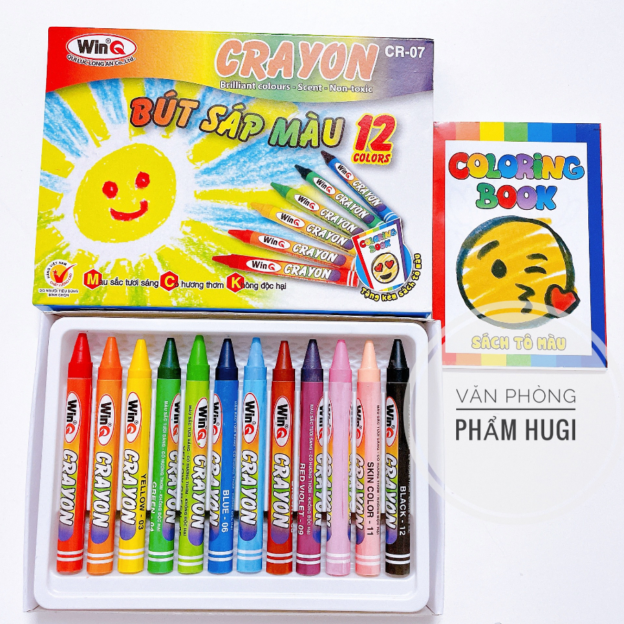 Hộp 12 - 18 cây bút sáp màu WinQ thơm màu đẹp sắc nét dành cho học sinh
