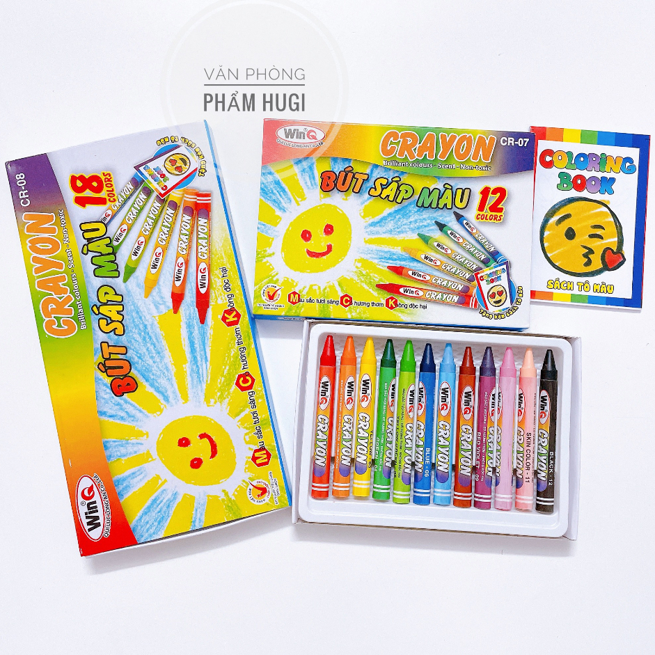 Hộp 12 - 18 cây bút sáp màu WinQ thơm màu đẹp sắc nét dành cho học sinh